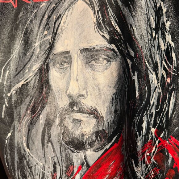 Upcycled Jared Leto Leather Jacket – Limited Vintage Biker Art Piece | Unisex - Picture 3 of 12